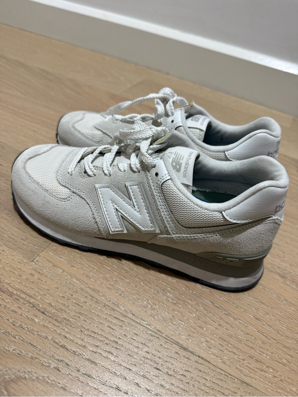 New Balance Women’s 574 Core Sneakers in Off-White and Light Gray
